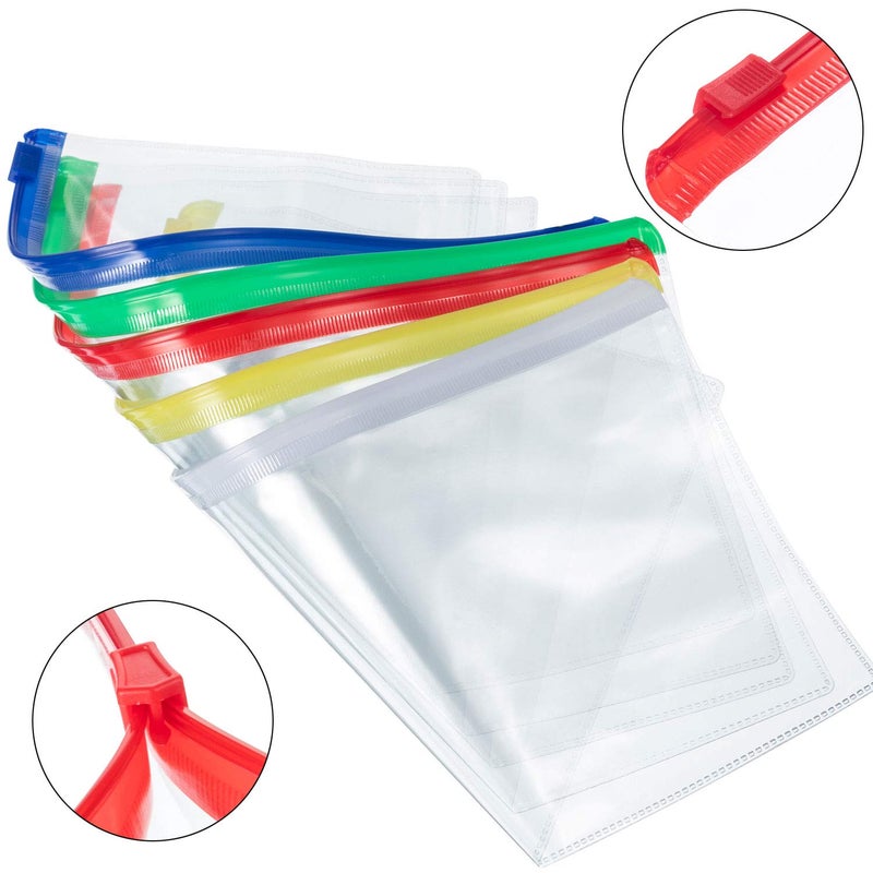 Leinuosen 50 Pcs Transparent Zip Envelope Plastic Envelopes Pocket Pencil Case Reusable File Bill Document Bag Matching A6 Sheets for Office School Supplies(Dreamy Colors) - Image 4